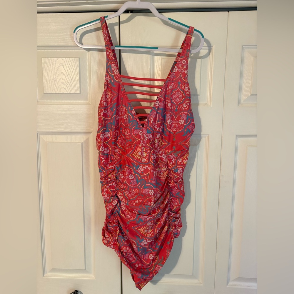 Torrid Coral and Blue One Piece Swimsuit